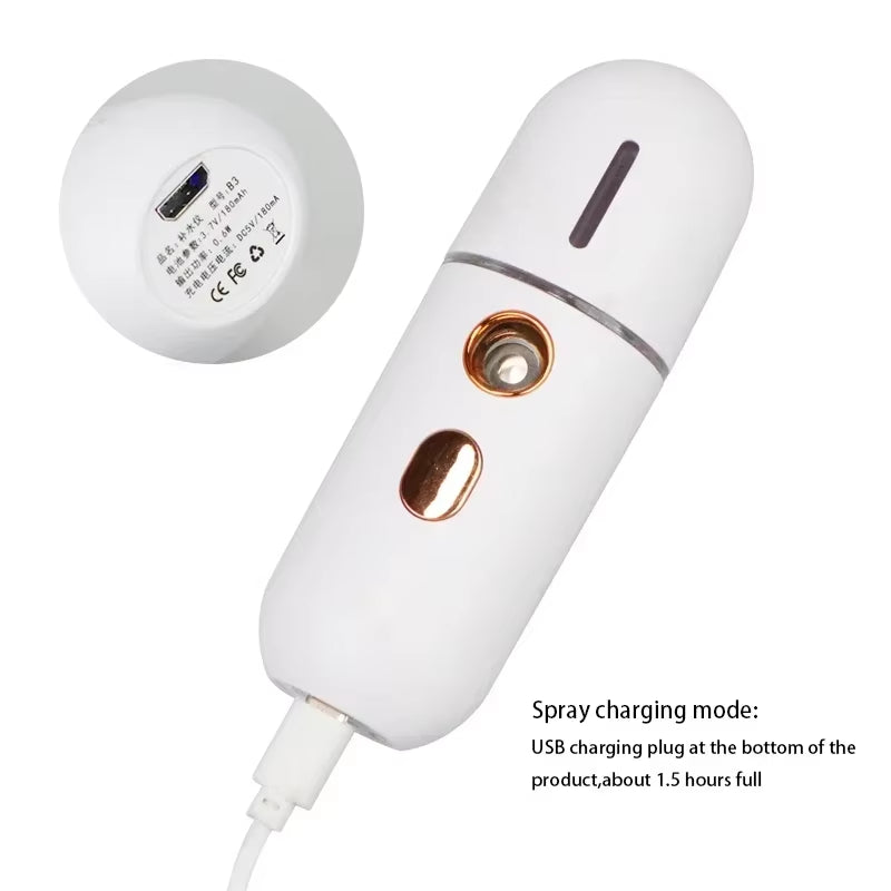 Facial Steamer Device Beauty Spray Hydrating Apparatus Rechargeable Mini Portable Humidifier