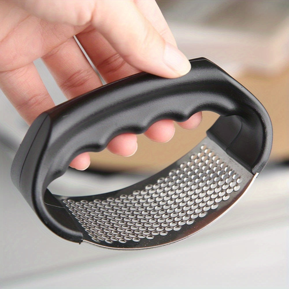 1pc Garlic Crusher Manual Ring Black Vegetable Cutter Kitchen Vegetable And Fruit Gadgets Masher Stainless Steel Garlic Press Chopping Accessories for restaurants/supermarkets Beauty Fashion