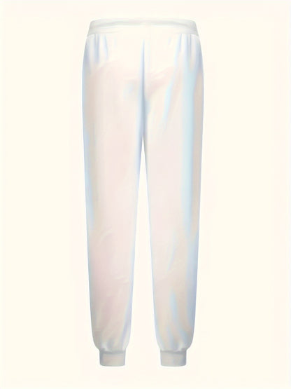 Men's Casual Letter Print Cuffed Drawstring Sweatpants, Lightweight Comfy Pants For Sport And Casual Wear