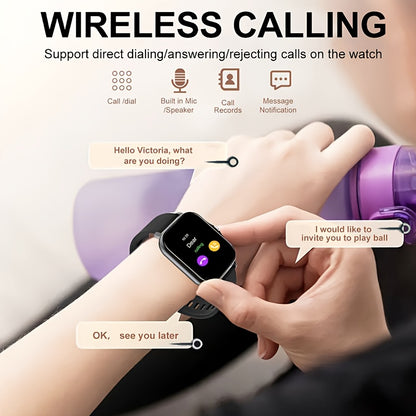 1.83-inch Full Touch Screen Smart Watch for Men And Women, USB Rechargeable, with Wireless Call And Message Reminder, Dual TPU Strap, Multi-sport Mode Outdoor Fitness Watch, Sports Recording Pedometer, Email Display, Activity