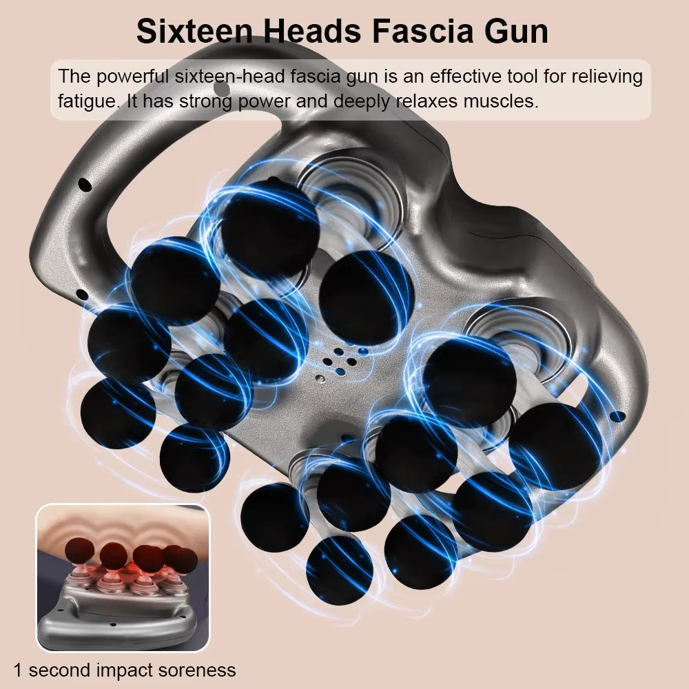 Fascia Gun Muscle Massage Gun Sixteen High Frequency Neck Shoulder Waist Massage Machine Professional Muscle Massage Gun