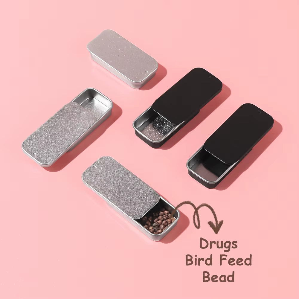 6Pcs Silver/Black 50*25*10Mm Aluminum Box Empty Refillable Containers Aluminum Square Container or Cosmetic, Lip Balm, Cream