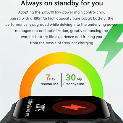 1.83-inch Full Touch Screen Smart Watch for Men And Women, USB Rechargeable, with Wireless Call And Message Reminder, Dual TPU Strap, Multi-sport Mode Outdoor Fitness Watch, Sports Recording Pedometer, Email Display, Activity