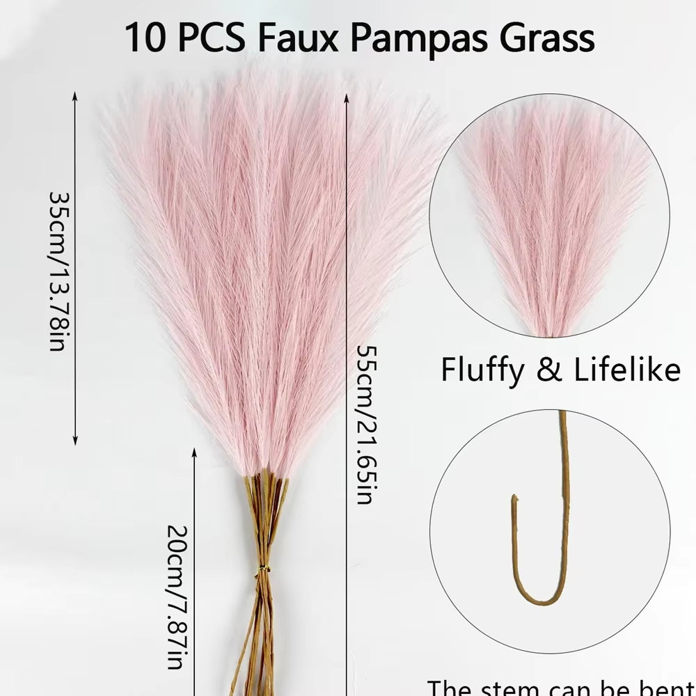 10Pcs Artificial Pampas Grass Decor Flowers Fake Plant Reed Fordiy Floral Table Arrange Flower Wedding Home Christmas Decoration