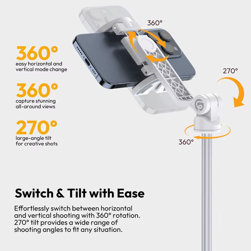 TT88 Overhead Selfie Stick 1.44M with Magsafe Clamp Photograph Tripod for Phone Livestreaming Vlog with Remote Control