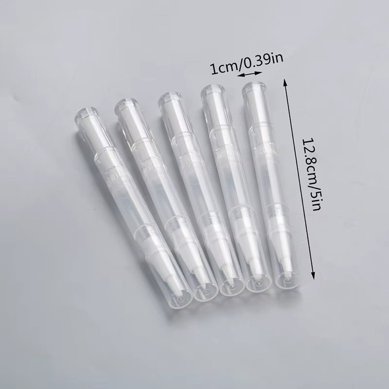 5Pcs 3Ml Transparent Twist Nail Twist Pens Empty Transparent Nail Oil Pen with Brush Cosmetic Container Pen Lip Gloss Tubes