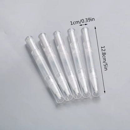 5Pcs 3Ml Transparent Twist Nail Twist Pens Empty Transparent Nail Oil Pen with Brush Cosmetic Container Pen Lip Gloss Tubes