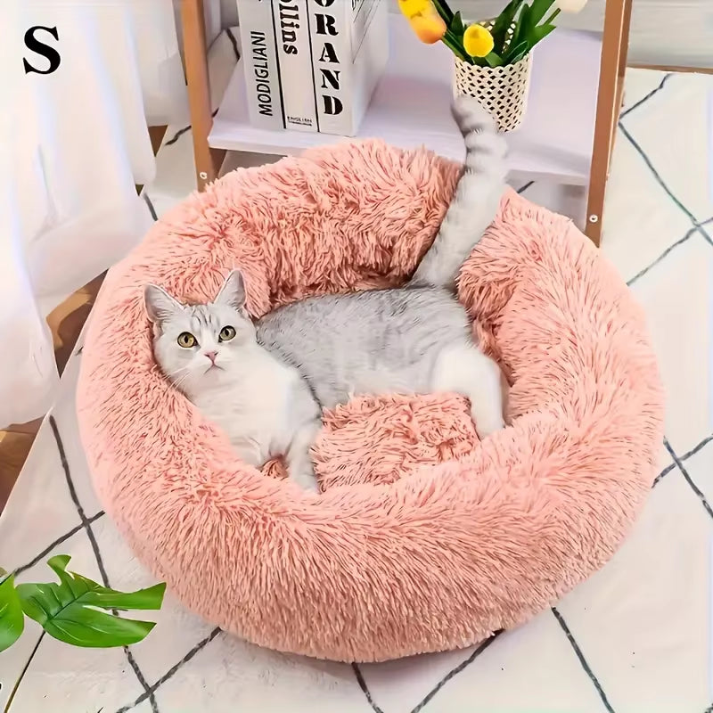 Cozy Plush Pet Bed for Cats & Small Dogs - Soft PU, Contemporary Style, Non-Assemble, Ideal for Kittens & Puppies up to 3Lbs