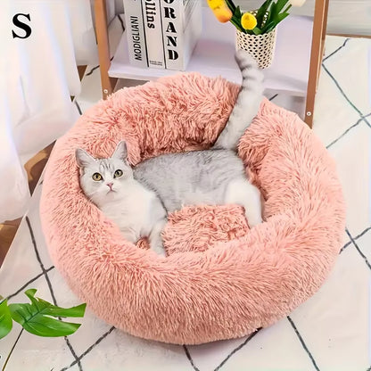 Cozy Plush Pet Bed for Cats & Small Dogs - Soft PU, Contemporary Style, Non-Assemble, Ideal for Kittens & Puppies up to 3Lbs