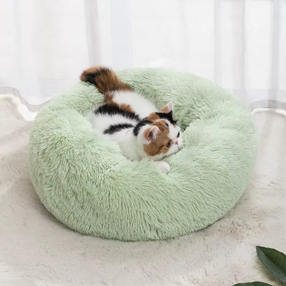 Cozy Plush Pet Bed for Cats & Small Dogs - Soft PU, Contemporary Style, Non-Assemble, Ideal for Kittens & Puppies up to 3Lbs