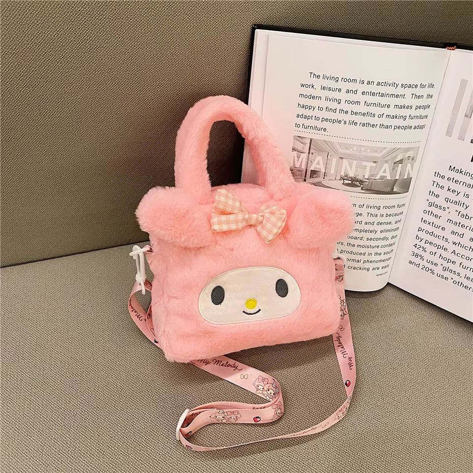1Pc Sanrio Bag Kawaii Kuromi Cinnamoroll My Melody Cartoon Anime Plush Handbag Cosmetic Bag Travel Storage Bag Women Girl Gifts
