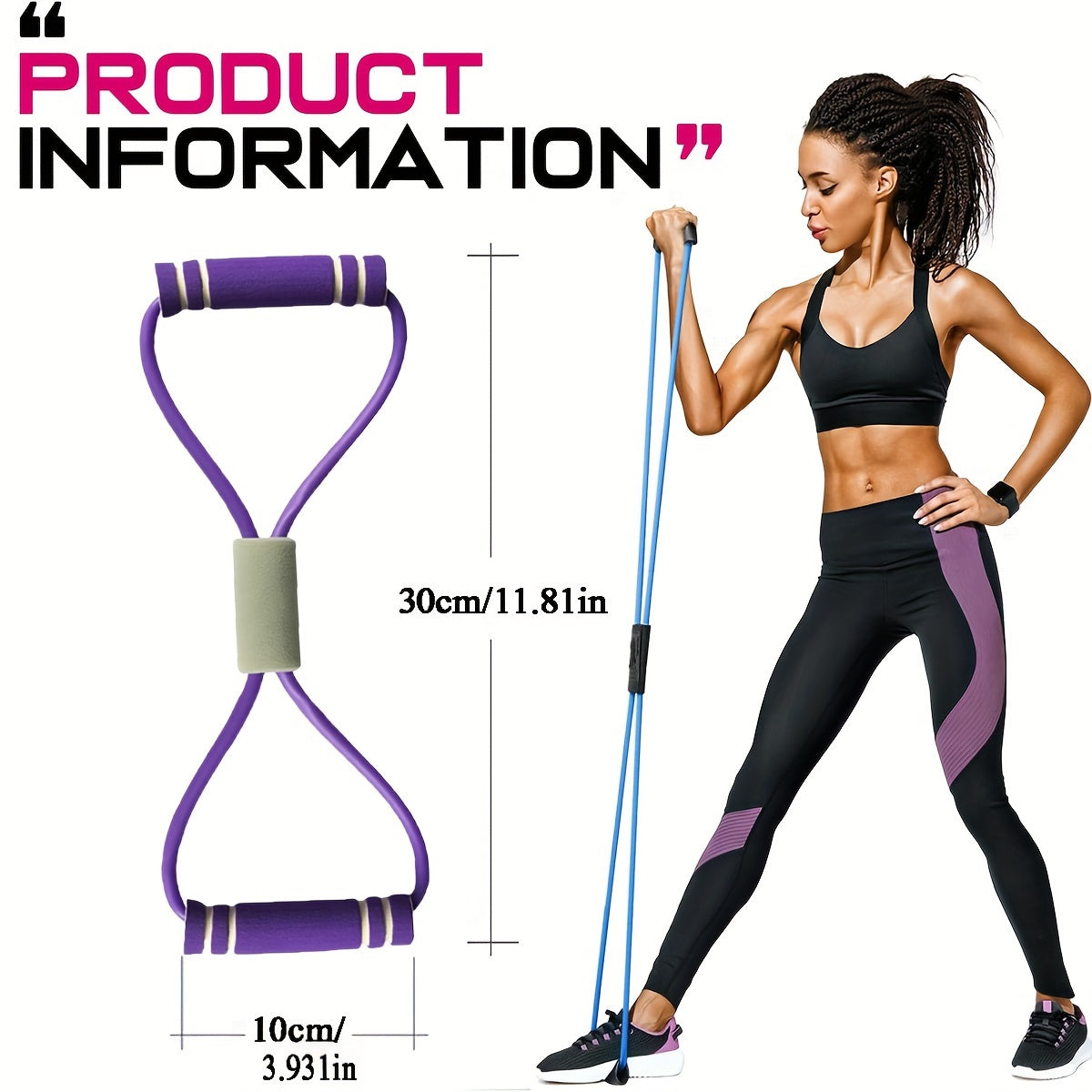 8-shaped Tension Belt With Handles, Elastic Yoga Resistance Band, Chest Expansion Belt For Arm & Leg Stretching, Workout, Yoga, Pilates, Suitable For Beginner Beauty Fashion