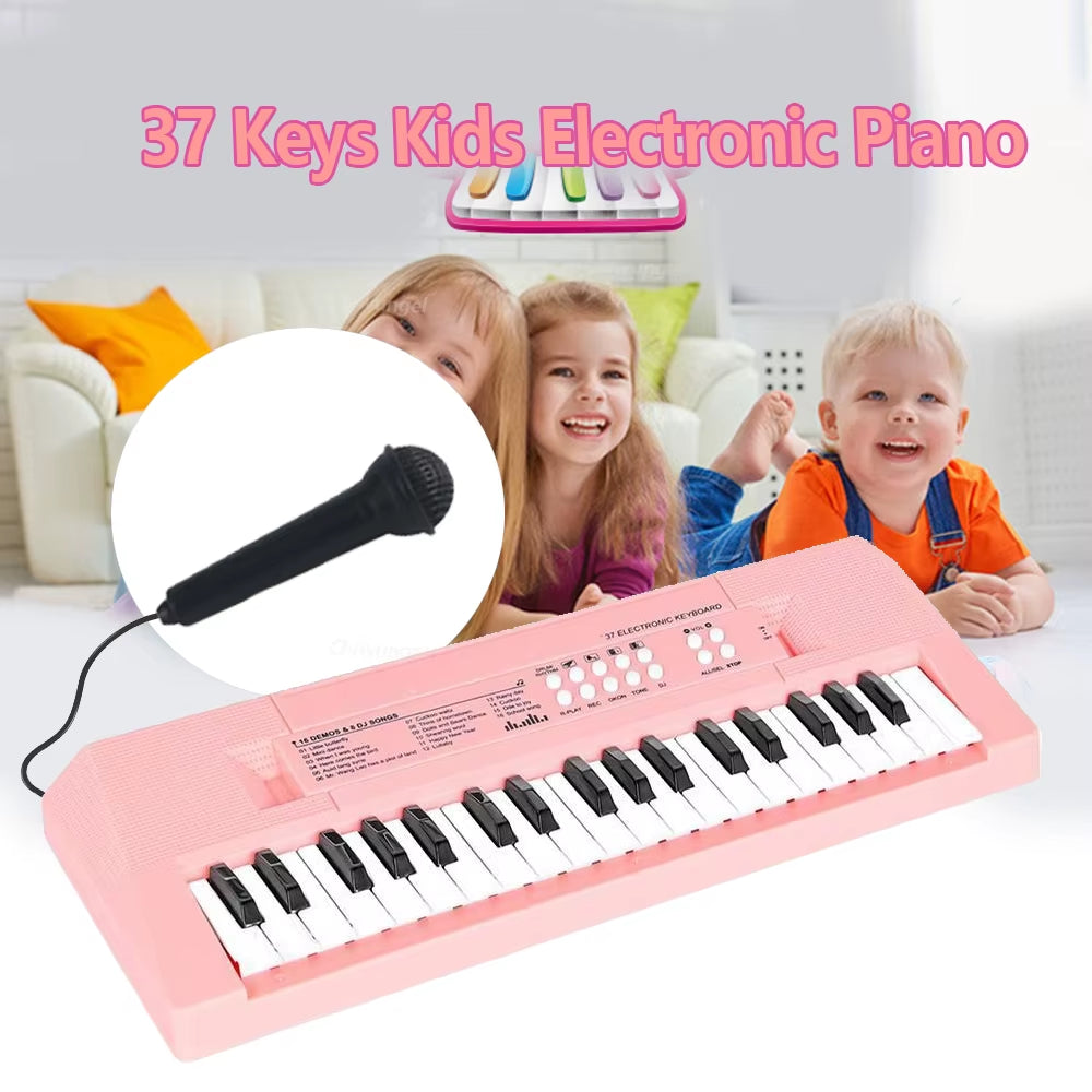 37 Keys Kids Electronic Piano Organ Keyboard with Microphone Education Toys Musical Instrument Children Boy Girl Gifts