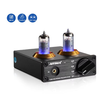 Hifi Vacuum 6A2 Tube MM Phono Turntable Preamplifier Hifi Stereo Phonograph Preamp Amplifier Vinyl Record Player DIY 12V