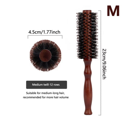 6 Style Wood Handle round Rolling Brush Straight Twill Hair Comb Boar Bristle round Barrel Hair Curling Brush Hairdressing Tool