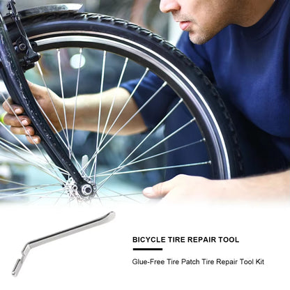 Bike Tire Repair Kit with Vulcanizing Glue & Patches - Bicycle Tube Puncture Set for Mountain/Road Cycling