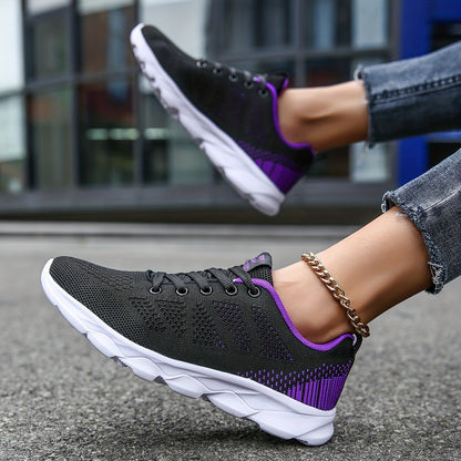 Womens Super-Breathable Lace-Up Sport Shoes - Lightweight & Fashionable Flying Woven Design - Ideal for Casual Everyday Wear - Durable & Comfortable Beauty World Shop