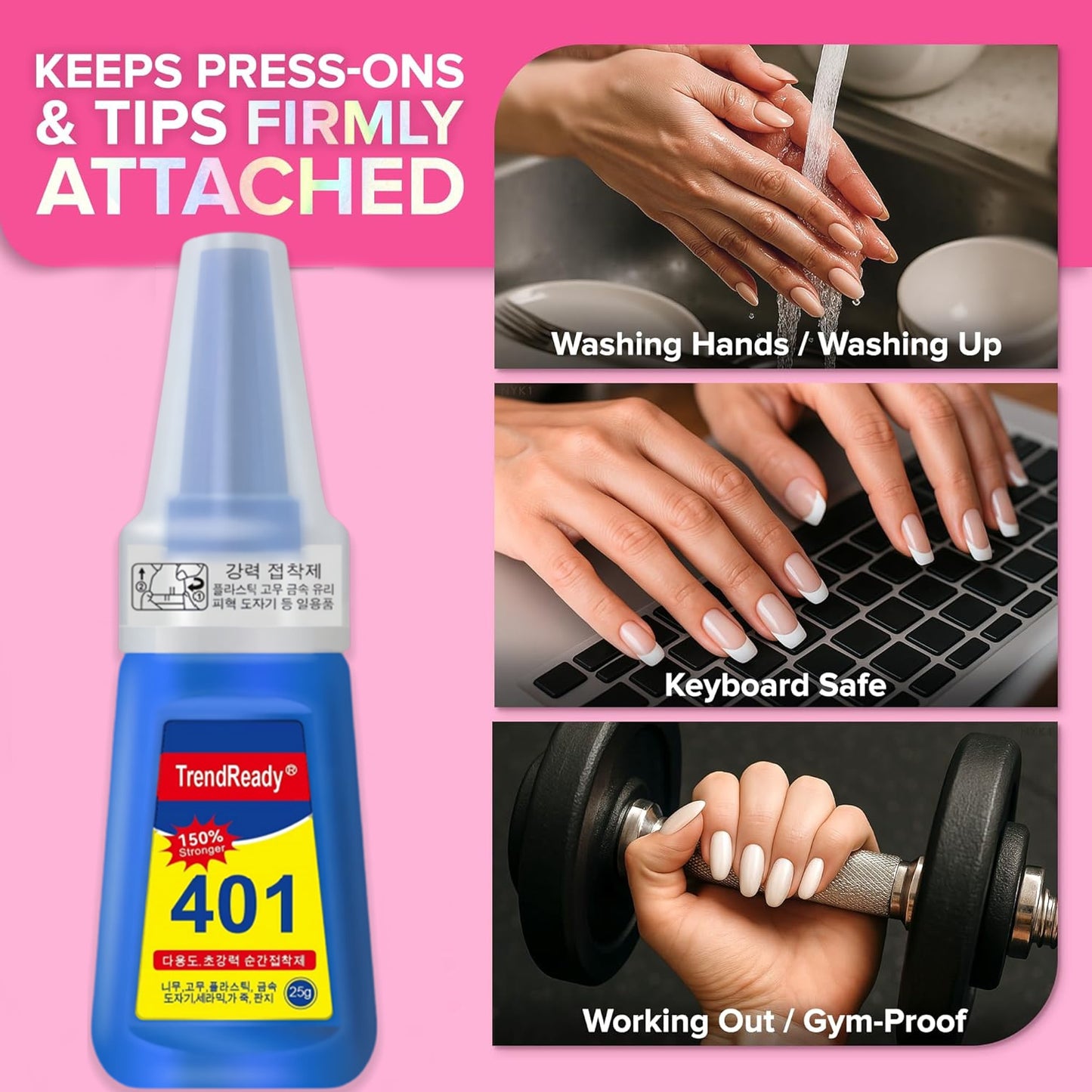 TrendReady 25g Nail Glue - Extreme Hold For Fake Nails & Tips, 30+ Days Wear, Smudge Proof, Salon Quality Kit Beauty World Shop