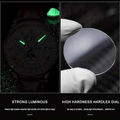 Versatile Men’s Sport Quartz Watch – 30m Water-Resistant, Luminous Calendar, PU Leather Strap, Durable Alloy Case Beauty World Shop