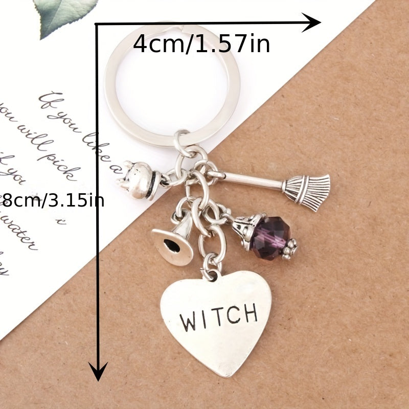 1pc Y2K Wizard Broomstick Keychain Witch Metal Key Ring Purse Bag Backpack Car Key Charm Halloween Cosplay Party Favor Gift Beauty Fashion