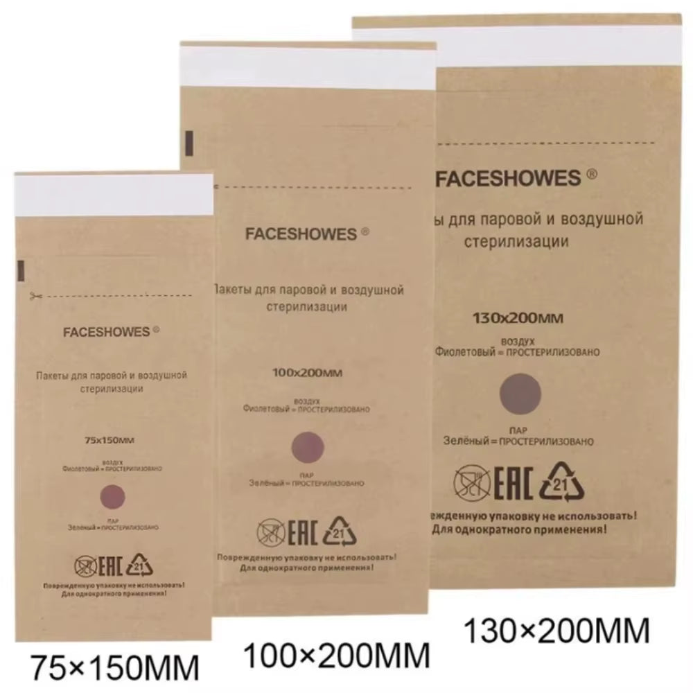 100Pcs Nail Sterilizer Manicure Kraft Bags Nail Art Clean Kraft Bag Nail Art Sterilization Disposable Nail Disinfection Tools