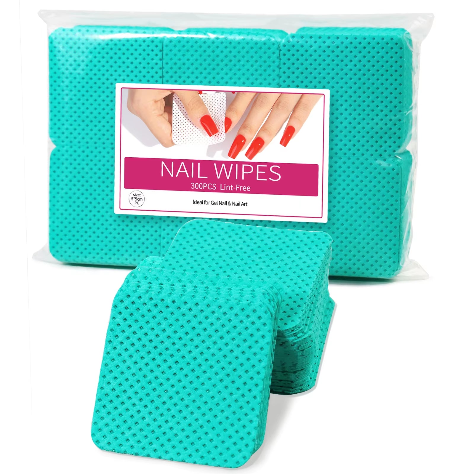 300Pcs Cotton Gel Nail Polish Remover Wipes Nail Cleaning Pads Non Woven Lint-Free Nail Pads for Beauty Salon Nail Art Tool