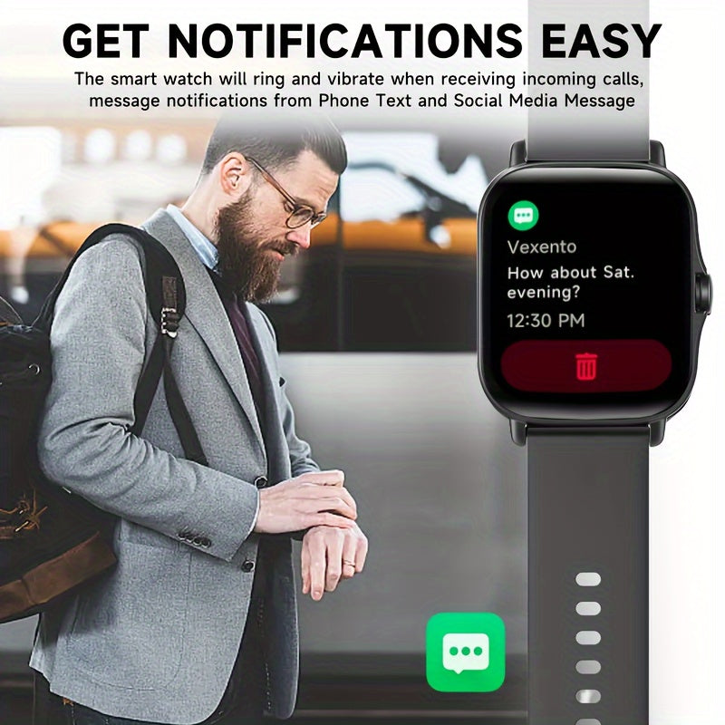 New Multi-functional Smartwatch, 1.83-inch Full Touch Screen, Built-in Microphone And Speaker HD Call, Music Playback, Multi-sport Mode Sports Watch, Step Counting Sleep Monitoring, Suitable for iPhone/Android Phones, Suitabl Beauty World Shop