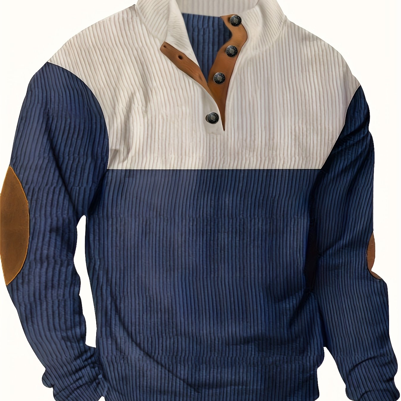 [1pc Casual Sport Shirt Embroidery] 1pc Men'S Casual Sport Shirt, Long Sleeve Crew Neck Knitwear with Embroidery Detail, Solid Color, Polyester Blend, Regular Fit - Fashion Colorblock Pullover Sweatshirt Beauty World Shop