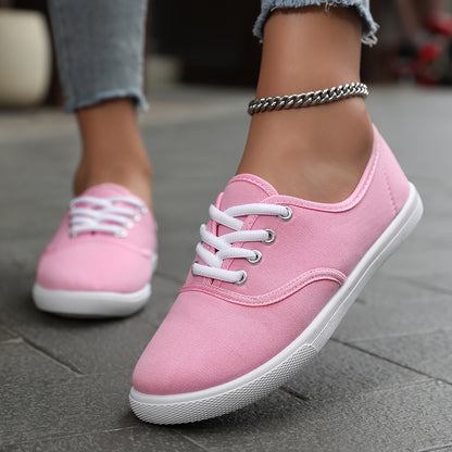 Women's Casual Canvas Sneakers, Low-Top Lace-up Walking Shoes, Lightweight & Comfort Sport Shoes Beauty World Shop