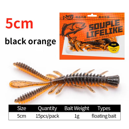 Floating Soft Shrimp Fishing Bait NED Rig Wobblers Shrimp Swim Lure Jig Salt Silicone Swimbait with Fish Attractant