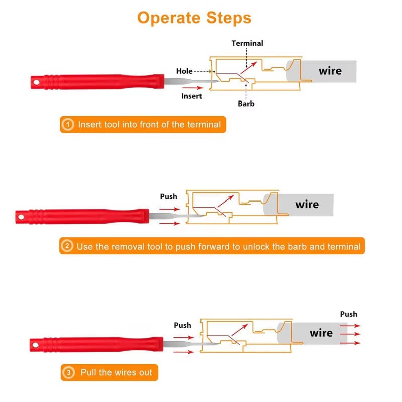 Car Accessories 21Pcs Red Terminal Removal Tool Electrical Connector Pin Extractor Tool Set