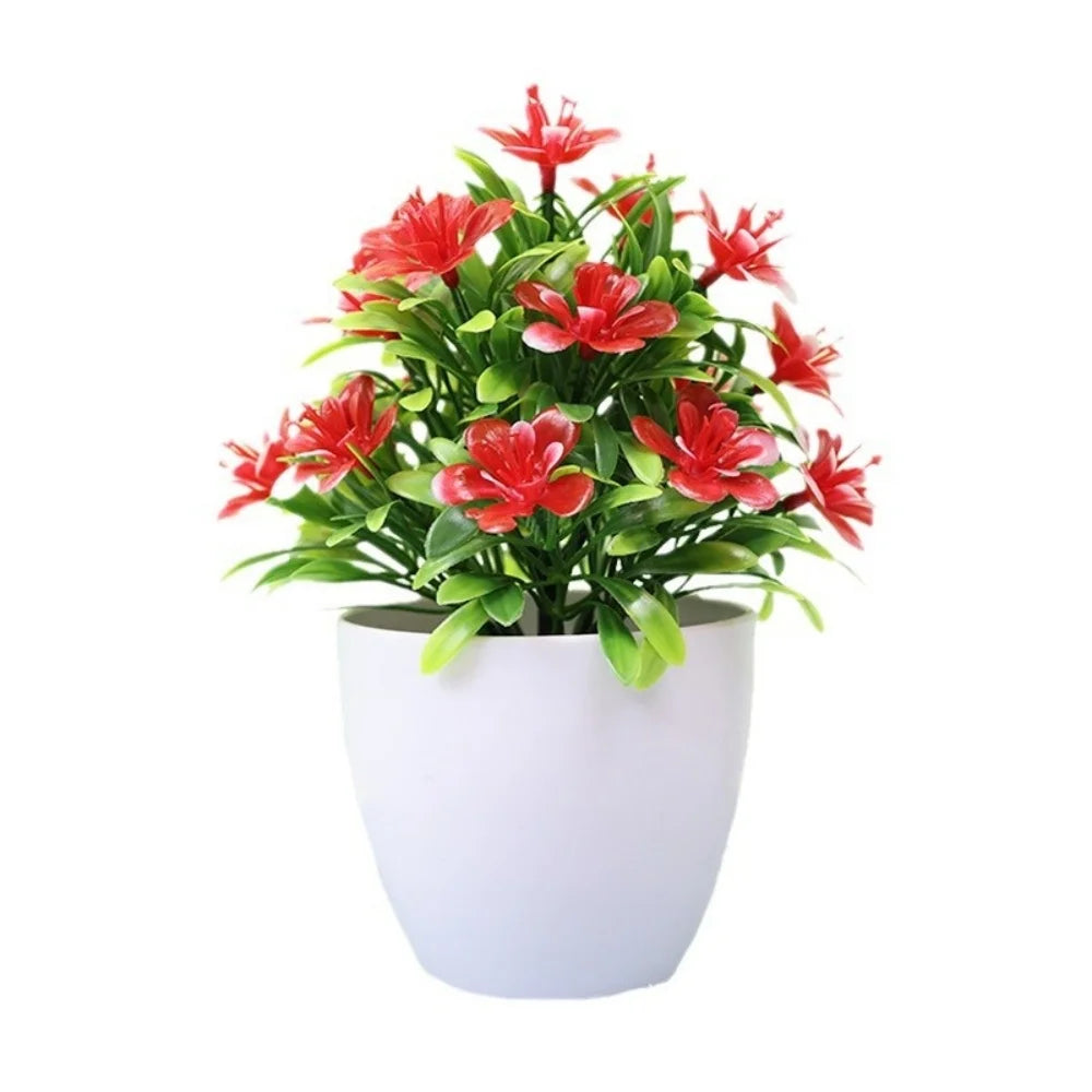 1Pc Artificial Potted Plant Small Bonsai Flowers Pot Simulated Tree Ornaments Wedding Home Hotel Office Decoration Indooroutdoor