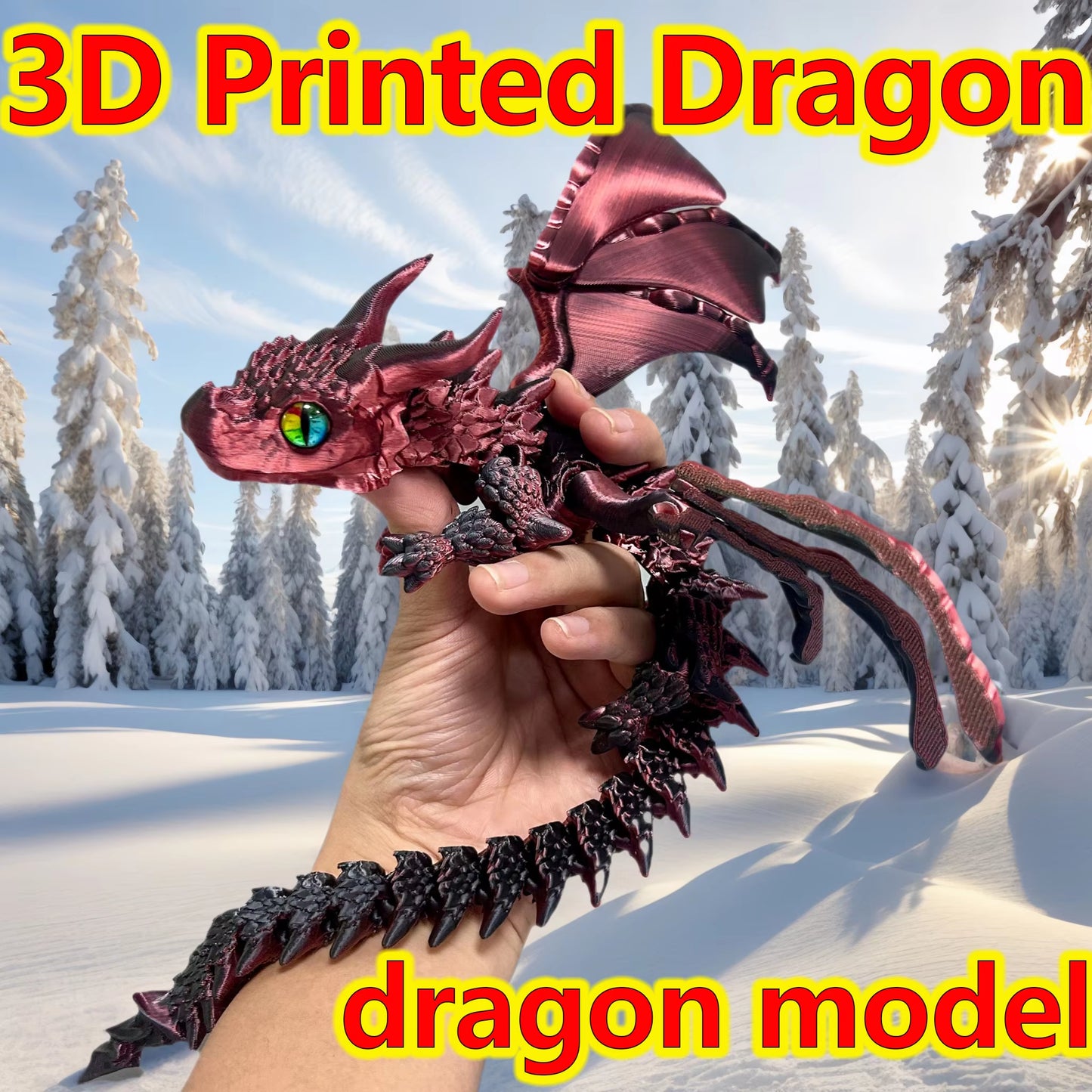 39.5Cm/15.55In 3D Printing Dragon Moveable Joints Animal Model Home Desktop Decoration Ornaments Gifts Collection Figurines