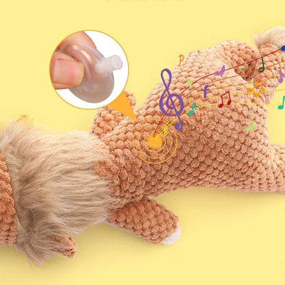Large Dog Toy Bite-Resistant Sound Plush Toy Lion Wolf Elephant Cartoon Pet Toy Squeaky Dog Toy for Small & Medium Dogs