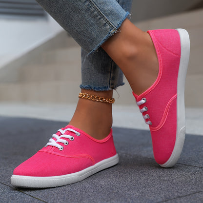 Women's Casual Canvas Sneakers, Low-Top Lace-up Walking Shoes, Lightweight & Comfort Sport Shoes Beauty World Shop