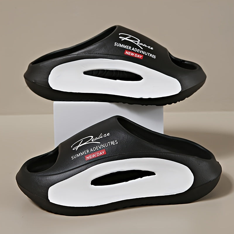 [Summer Sport Slippers] Summer Open Toe Women's Fashion Sport Slippers - EVA Material with Letter Print - Athletic Sandals with Adjustable Strap