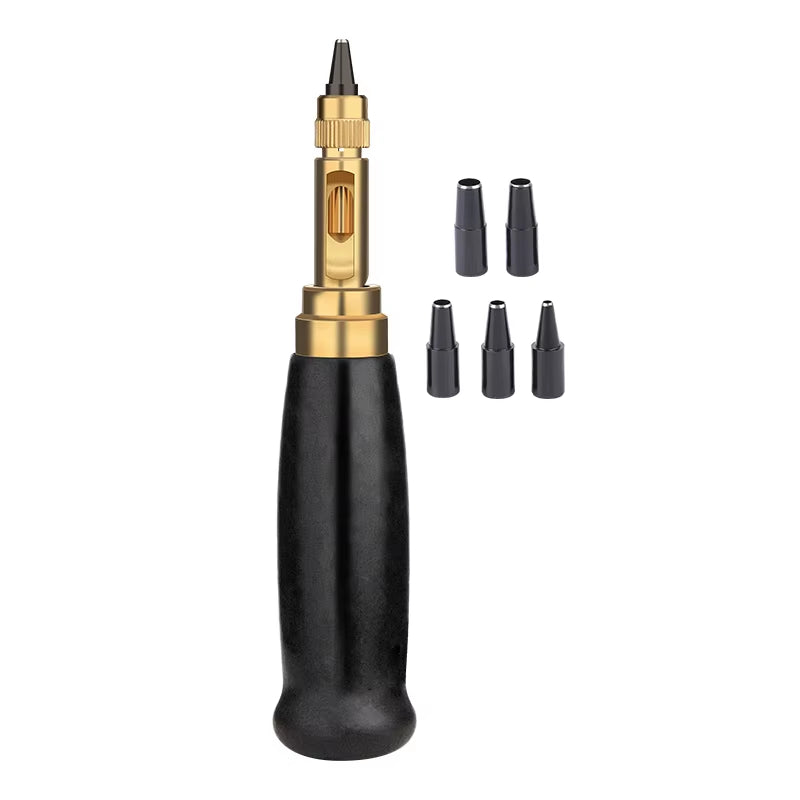 Hole Punch Screw Removable Book Drill Auto with 6 Size Tip 1.5-4Mm Automatic Belts Screw Punch Leather Tool