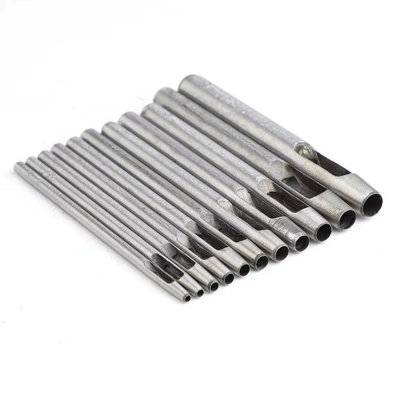 WUTA 5-15 Pcs Kit Hollow Punch Set round Hole Punch Tool Steel Leather Craft Working for Watch Band,Fabric,Plastics,Gasket Belt