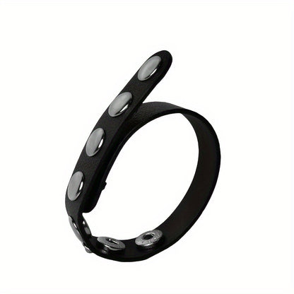 Men's Adjustable PU Leather Penis Ring Toy with Delay Function for Enhanced Performance Beauty Fashion