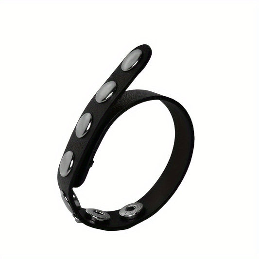 Men's Adjustable PU Leather Penis Ring Toy with Delay Function for Enhanced Performance Beauty Fashion