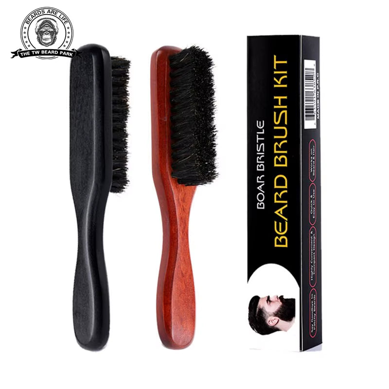 1Pc Brush Beard Grooming Brush Wood Handle Boar Bristle Barber Hair Styling Comb Traightens and Promotes Beard Growth