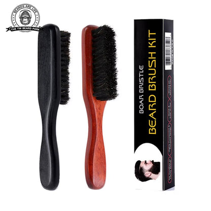 1Pc Brush Beard Grooming Brush Wood Handle Boar Bristle Barber Hair Styling Comb Traightens and Promotes Beard Growth