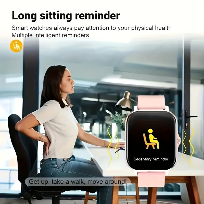 Smart Watch with Wireless Calling, Music Playback & Voice Assistant - Pink Silicone Strap, Dual Display, Remote Photo Control, Wireless, Compatible with Android/iPhone, Unisex Sport Watch for Men & Women, Ideal Gift for Holid