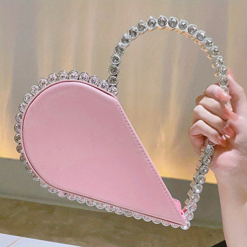 Mini Heart Shape Women's Elegant Evening Bag, Trendy Clutch Purse for Party Prom and Wedding Beauty Fashion