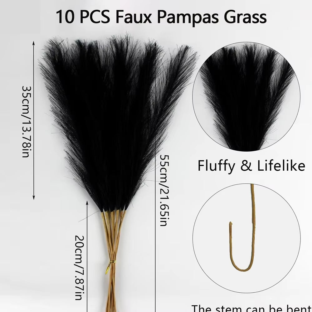 10Pcs Artificial Pampas Grass Decor Flowers Fake Plant Reed Fordiy Floral Table Arrange Flower Wedding Home Christmas Decoration