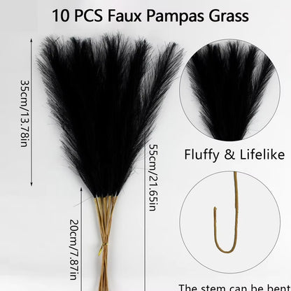 10Pcs Artificial Pampas Grass Decor Flowers Fake Plant Reed Fordiy Floral Table Arrange Flower Wedding Home Christmas Decoration