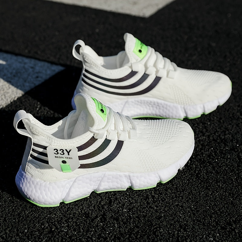 Women's Breathable Knit Platform Sneakers, Casual Lace Up Outdoor Shoes, Comfortable Low Top Sport Shoes Plus Size Beauty World Shop