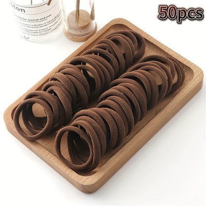 50pcs/100pcs Bulk Pack French-Style Thick Hair Ties for Women - High Elasticity Hair Loops, Thick Hair Friendly Hair Bands for Ponytails, Buns, Braids - Bulk Pack for Salon, Use, Parties (French Style Hair Bands) Beauty Fashion