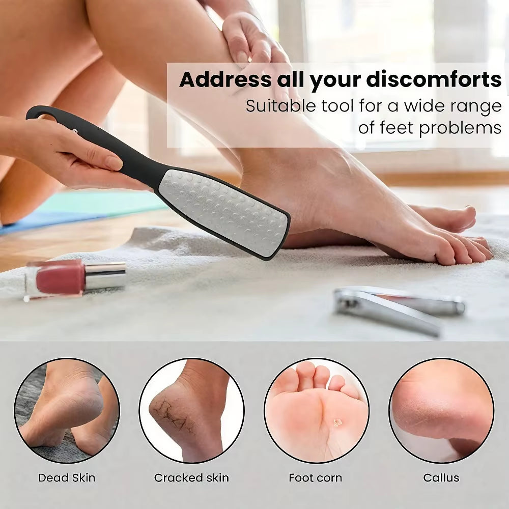 Stainless Steel Dual Sided Foot File Dead Skin Callus Remover Pedicure Scrubber Tool Wet Dry Use Professional Pedicure Tool