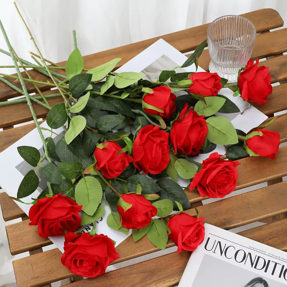 Artificial Flowers Silk Rose Festival Home Decor Bonsai Room Table Wedding Wreath Bridal Bouquet Outdoor Yard Garden Diy Giftbox